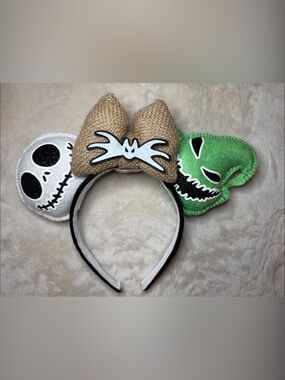 Nightmare before Christmas Glow-In-The-Dark Mickey Ears Headband - Handmade